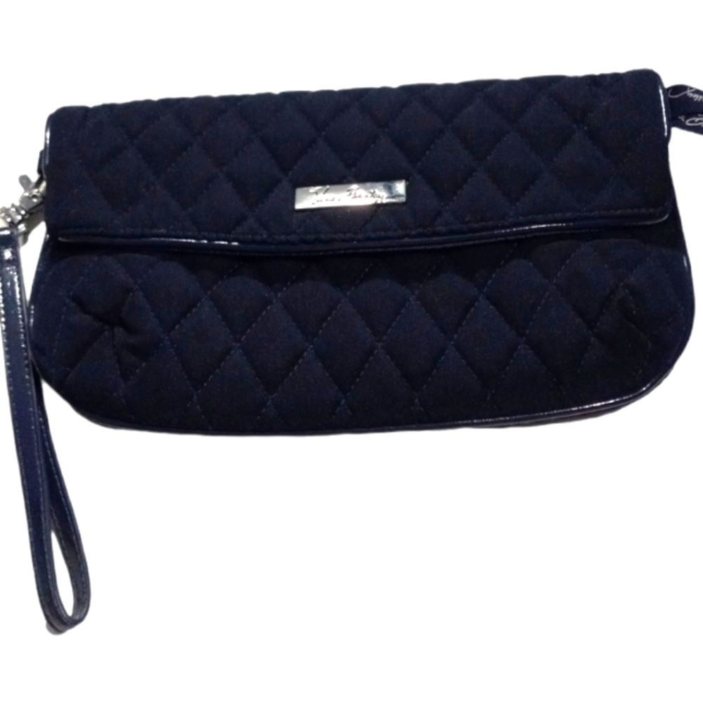 VERA BRADLEY Navy Blue Magnetic Folding Quilted Clutch